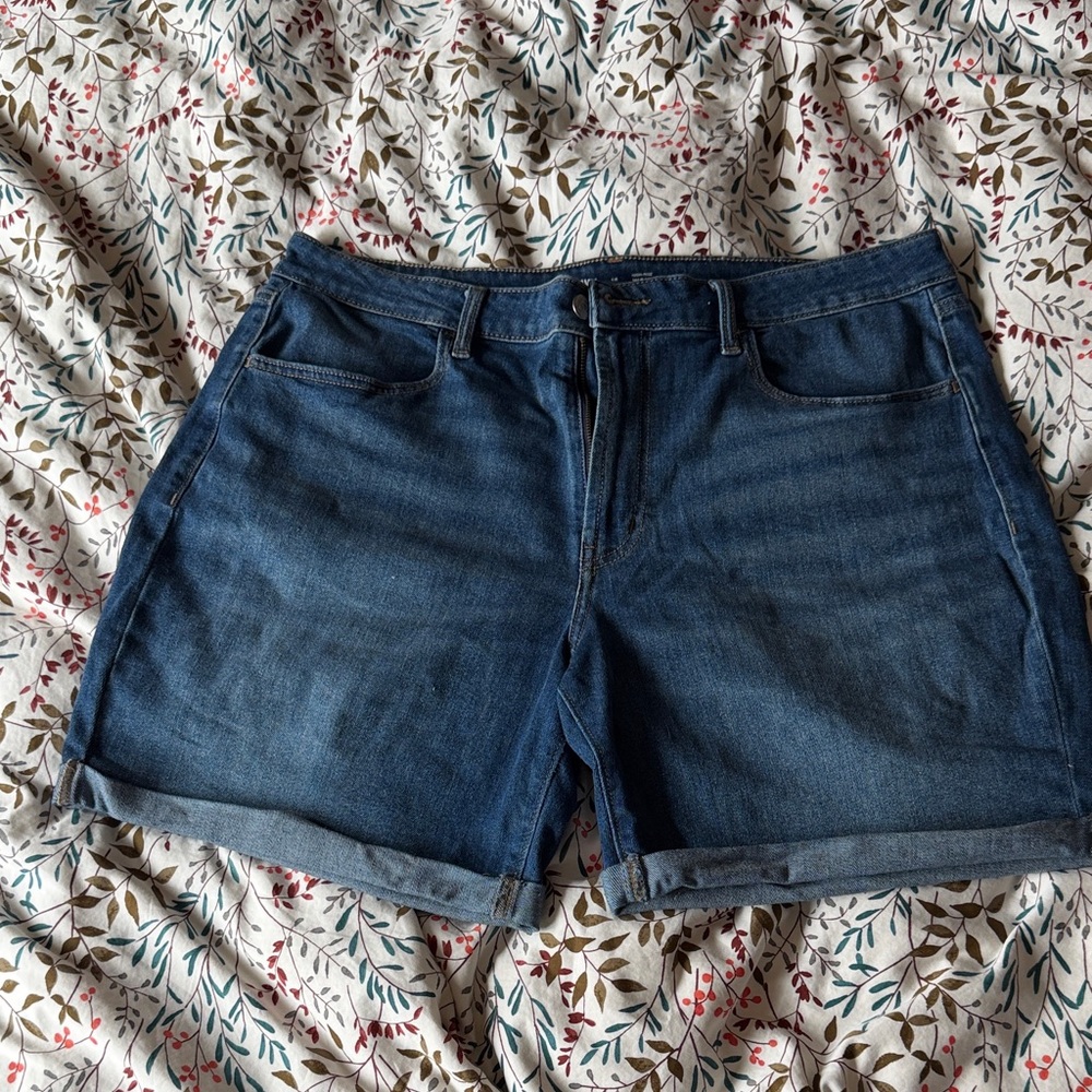 Old Navy Dark Blue Denim Roll-Cuff Shorts